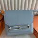 Hermes Roulis Mini 18 Bag in Blue Lin Evercolor Calfskin