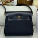 Hermes Herbag Zip 20 Bag in Black Canvas and Black Hunter Calfskin
