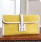 Hermes Jige Elan 29 Clutch In Yellow Suede Calfskin