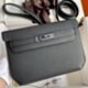 Hermes Kelly Depeches 25 Monochrome Pouch in Black Clemence Leather