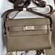 Hermes Kelly Messenger PM Bag in Taupe Evercolor Leather