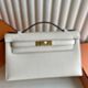 Hermes Kelly Pochette Handmade Bag in Nata Epsom Calfskin