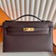 Hermes Kelly Pochette Handmade Bag in Rouge Sellier Epsom Calfskin