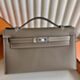 Hermes Kelly Pochette Handmade Bag in Etoupe Epsom Calfskin