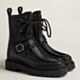 Hermes Land Ankle Boots in Black Calfskin 