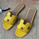 Hermes Oran Slide Sandals in Jaune Ambre Epsom Perforated Calfskin