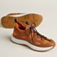 Hermes Katana Sneakers in Orange Knit and Calfskin