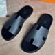 Hermes Izmir Sandals in Black Epsom Calfskin