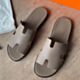 Hermes Izmir Sandals in Taupe Epsom Calfskin