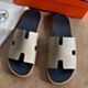 Hermes Izmir Sandals in Trench Epsom Calfskin with Blue Insole
