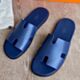 Hermes Izmir Sandals in Blue Saphir Swift Calfskin