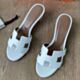 Hermes Oasis Sandals in White Clemence Leather