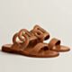 Hermes Lagoon Sandals in Brown Nappa Leather