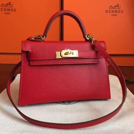 Replica Hermes Kelly Mini II Handmade Bag In Red Epsom Leather