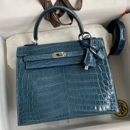 オンラインショップ Replica Hermes Jean Blue Bag Handmade 25 Retourne Kelly アート・デザイン・音楽