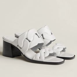 Replica Hermes Gaby Sandals 60mm in White Nappa Leather