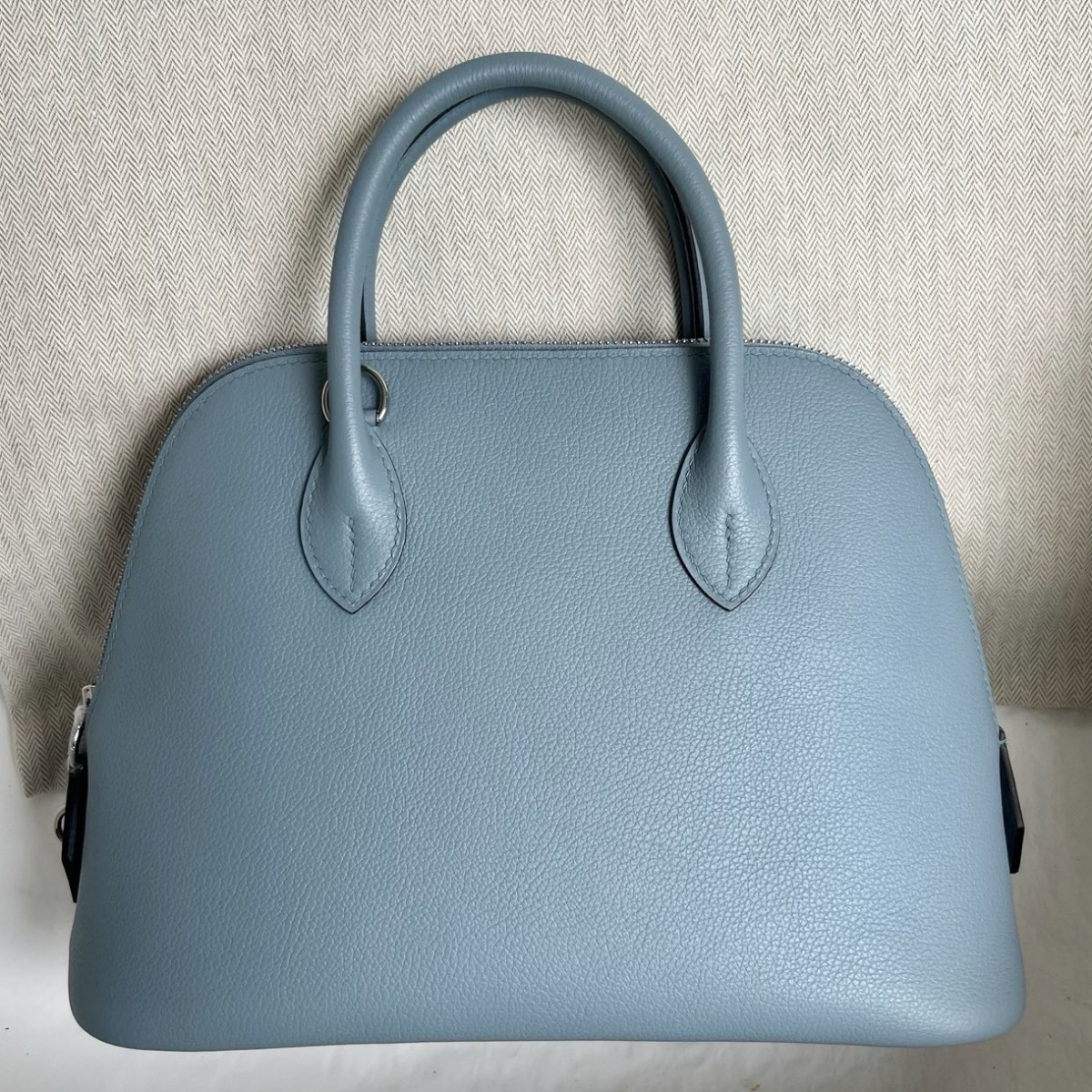 Hermes Bolide 1923 25 Handmade Bag in Blue Lin Evercolor Calfskin