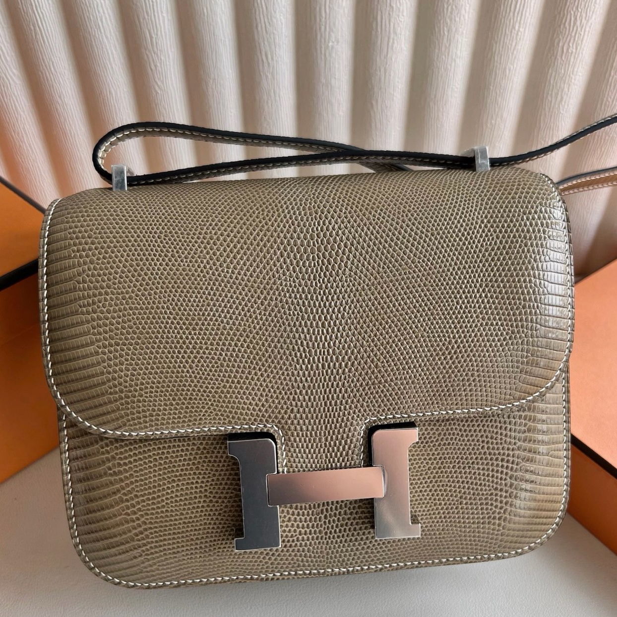 Hermes Constance 18 Handmade Bag in Ficille Lizard Leather