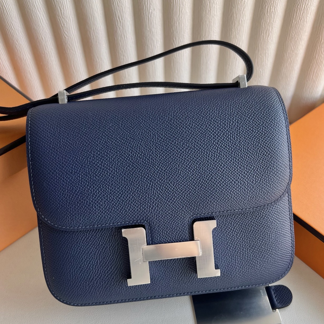 Hermes Constance III Mini 18 Mirror Bag in Blue Saphir Epsom Calfskin