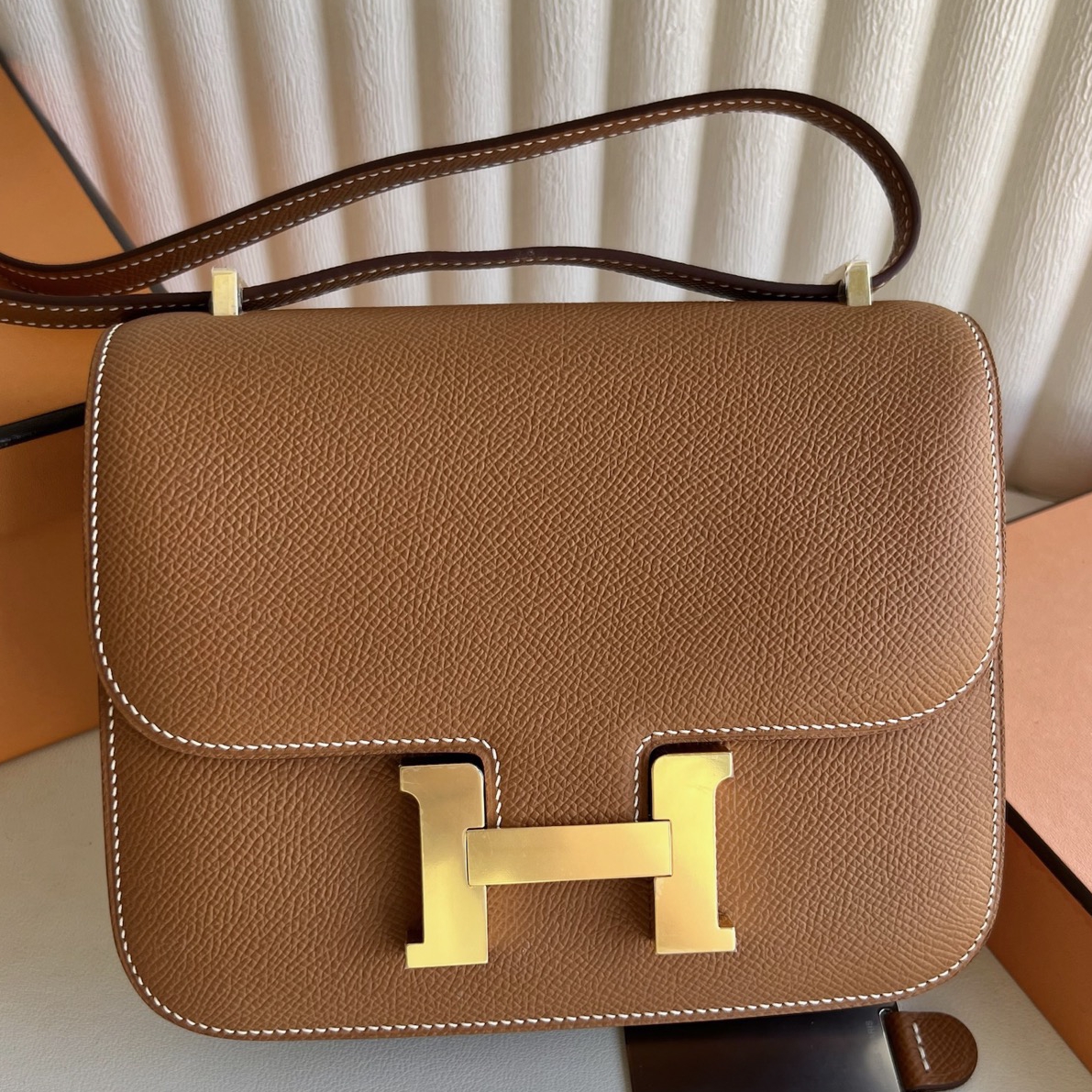 Hermes Constance III Mini 18 Mirror Bag in Gold Epsom Calfskin