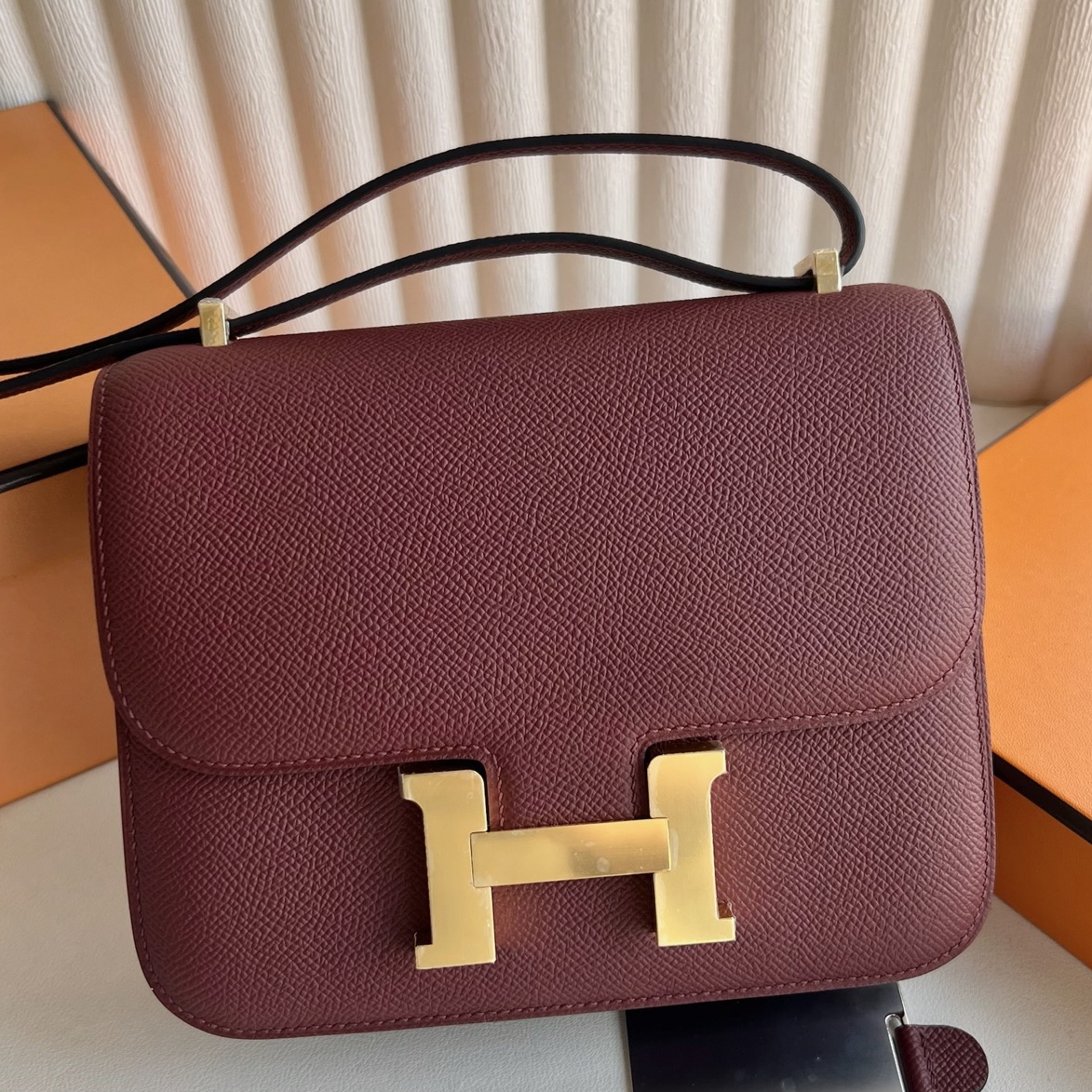 Hermes Constance III Mini 18 Mirror Bag in Rouge H Epsom Calfskin