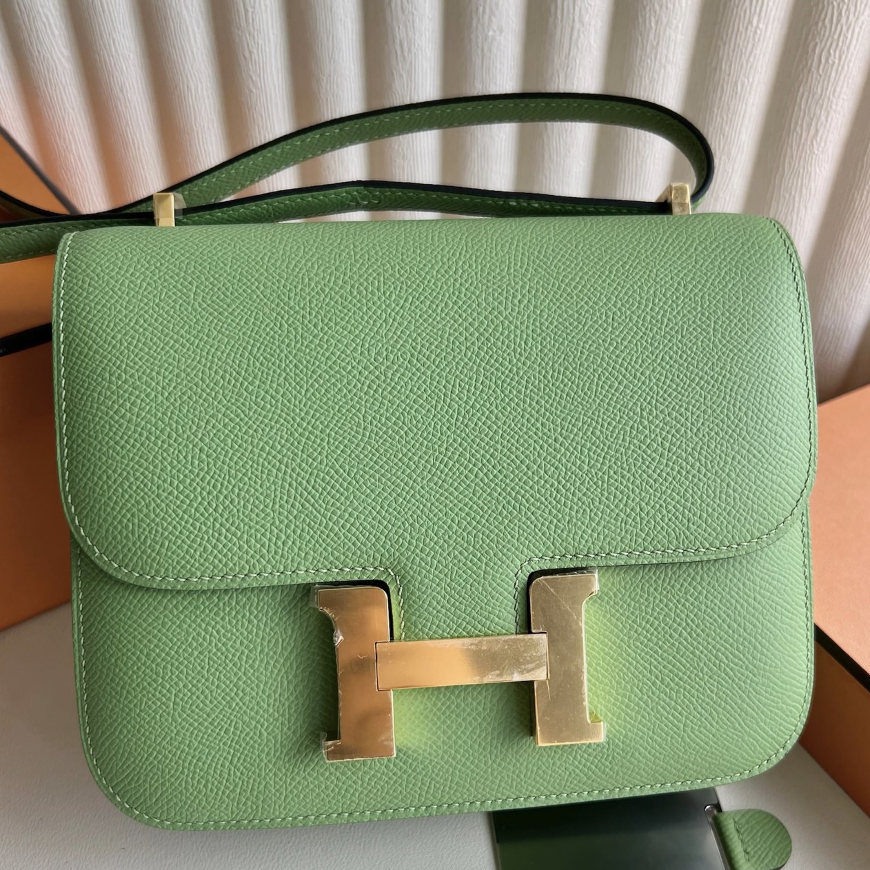Hermes Constance III Mini 18 Mirror Bag in Vert Criquet Epsom Calfskin