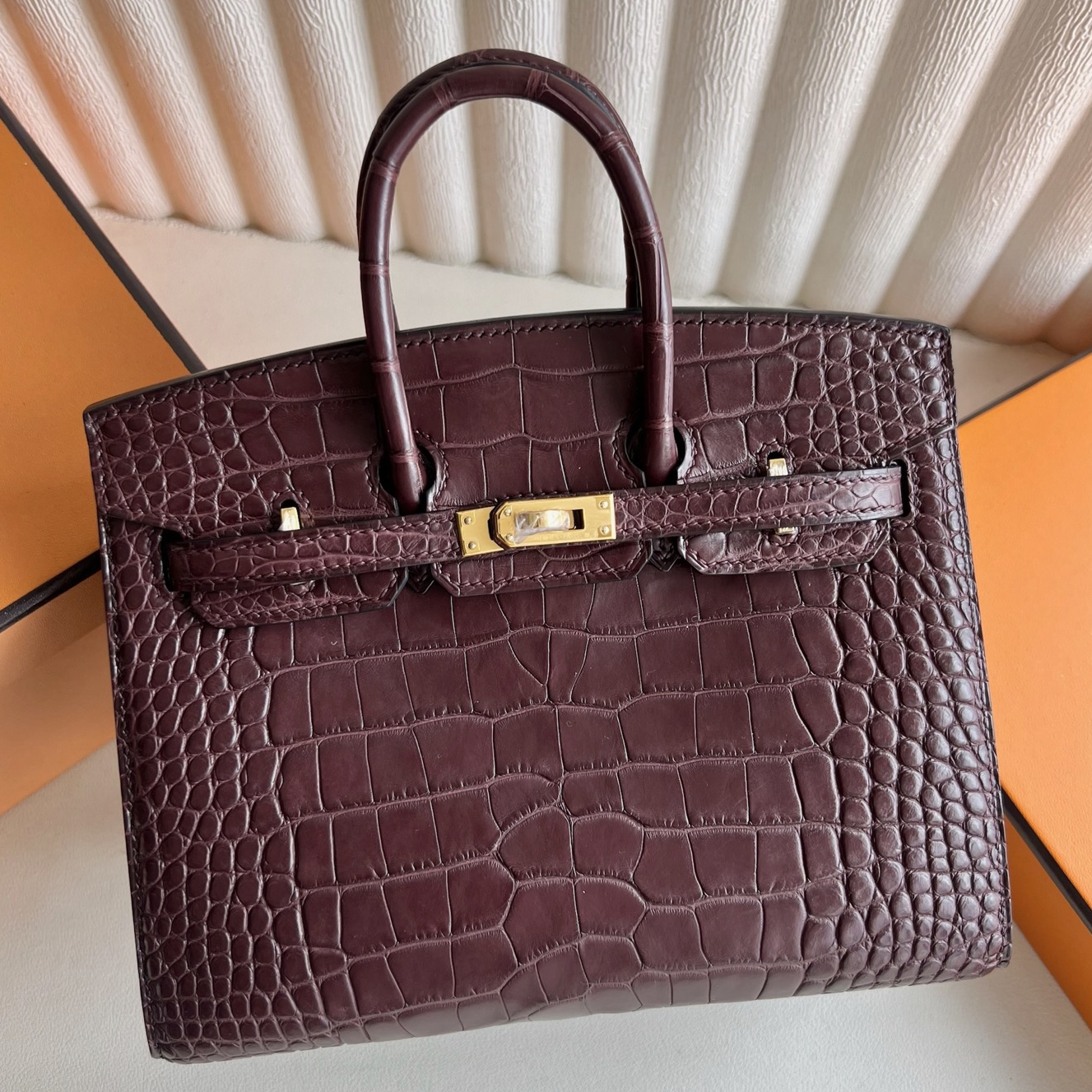 Hermes Birkin 20 Sellier Bag in Havane Matte Alligator Crocodile