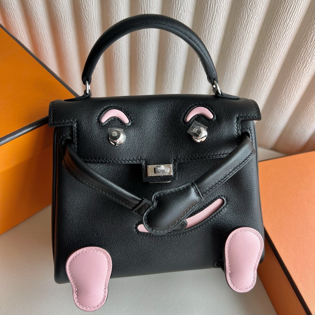 Hermes Kelly Doll Quelle Idole Bag in Noir Swift Calfskin