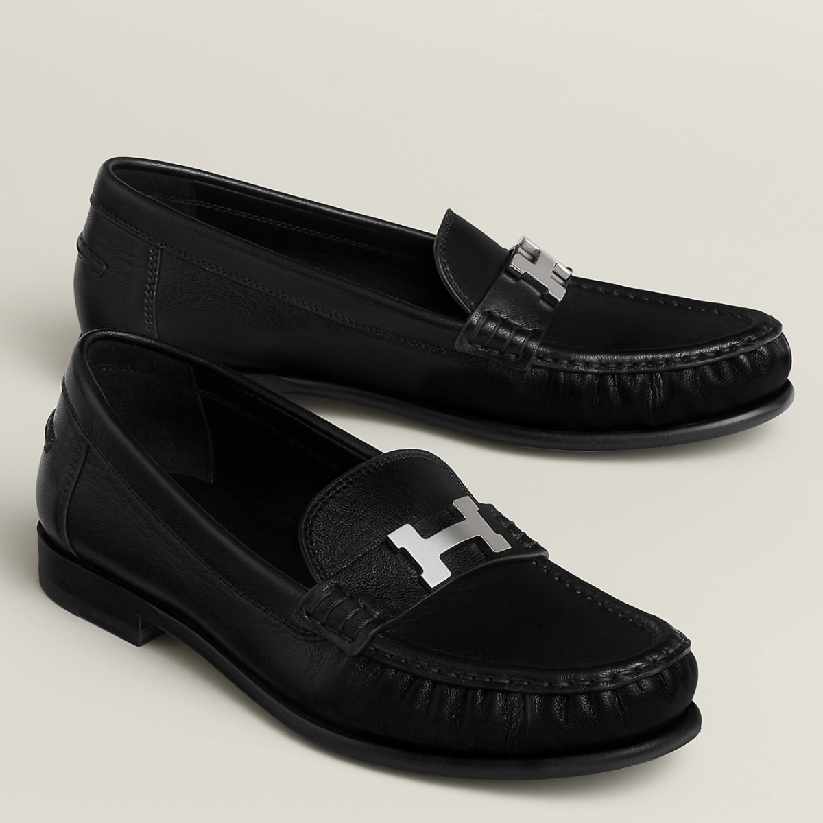 Hermes Women's Nova Loafers in Black Calfskin