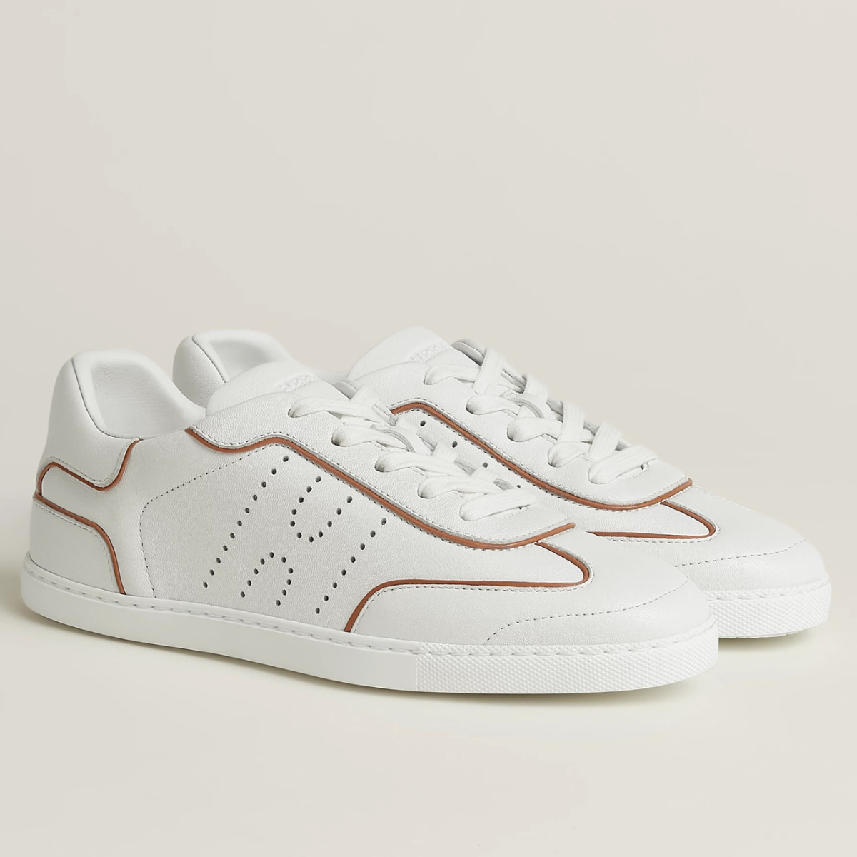 Hermes Women's Match Sneakers in White Calfskin