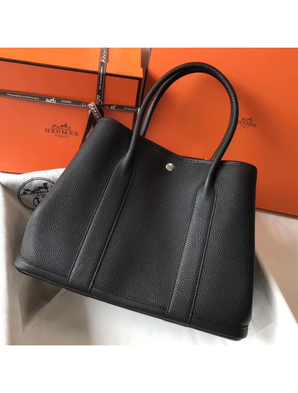 Replica Hermes Garden Party 36 Bag In Black Clemence Leather