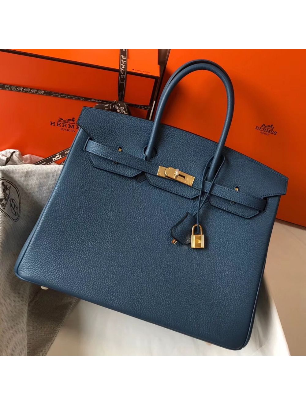 Hermes Birkin 30cm 35cm Bag In Light Blue Epsom Leather