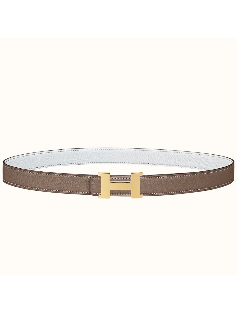 Auth Hermes 32mm Reversible Belt Kit Strap Barenia/ White 90cm