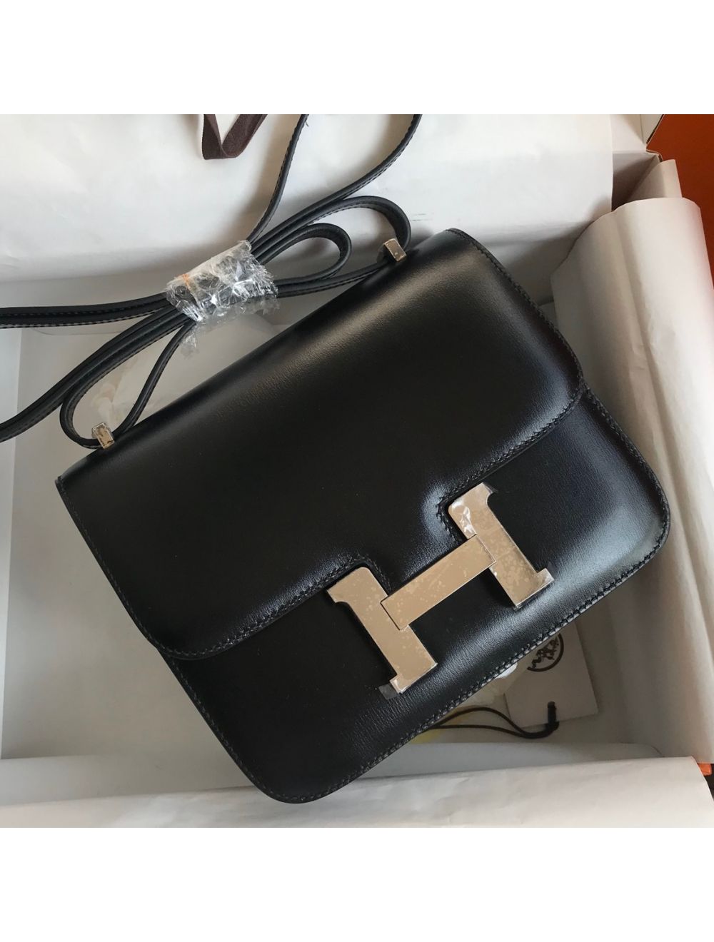 Replica Hermes Constance 18 Handmade Bag In Black Box Calf Leather