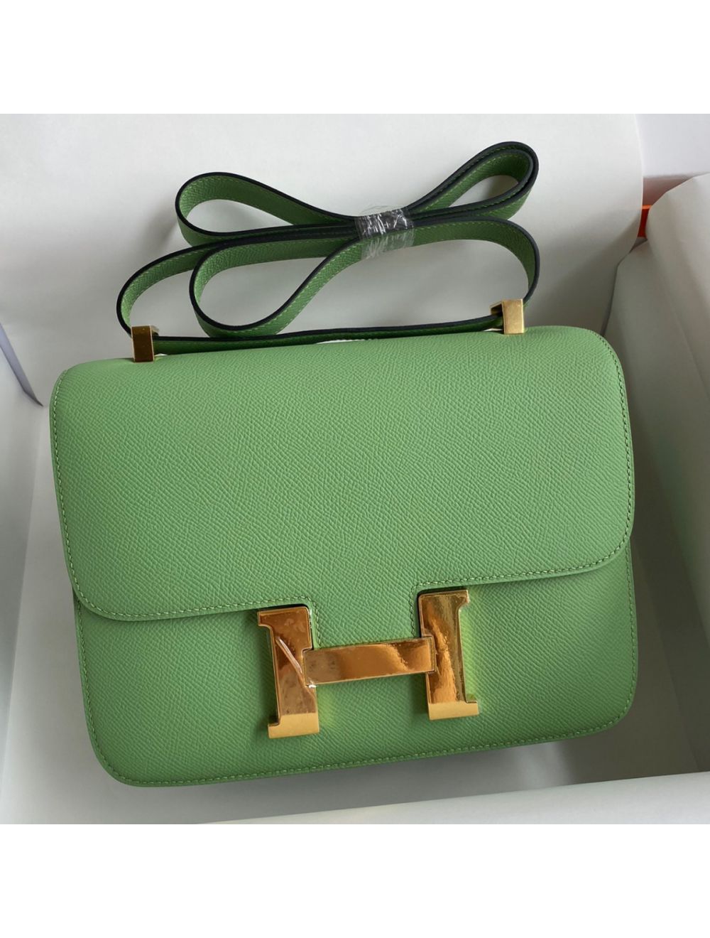Replica Hermes Constance 18 Handmade Bag In Vert Criquet Epsom