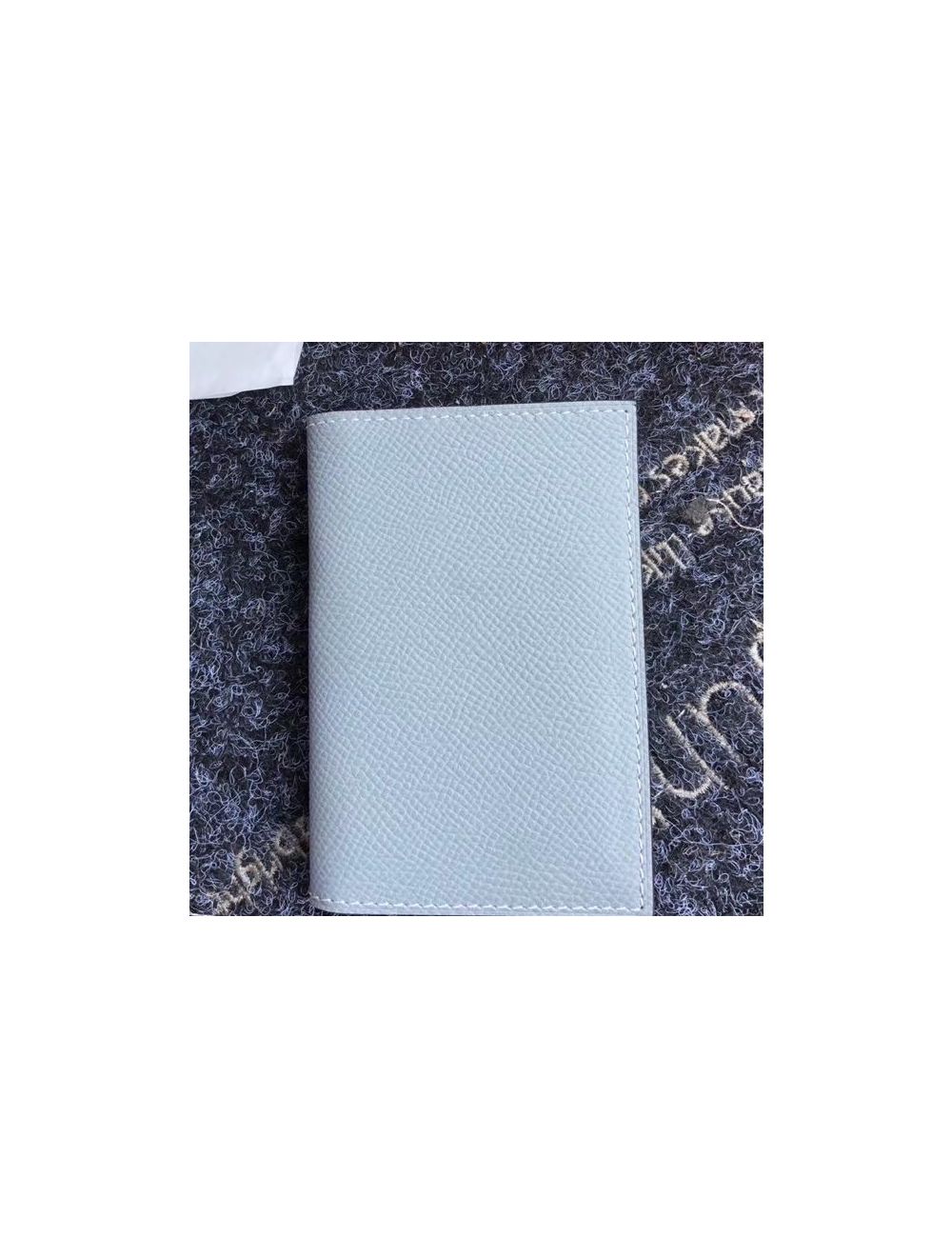 Replica Hermes MC² Euclide Card Holder In Blue Lin Epsom Leather