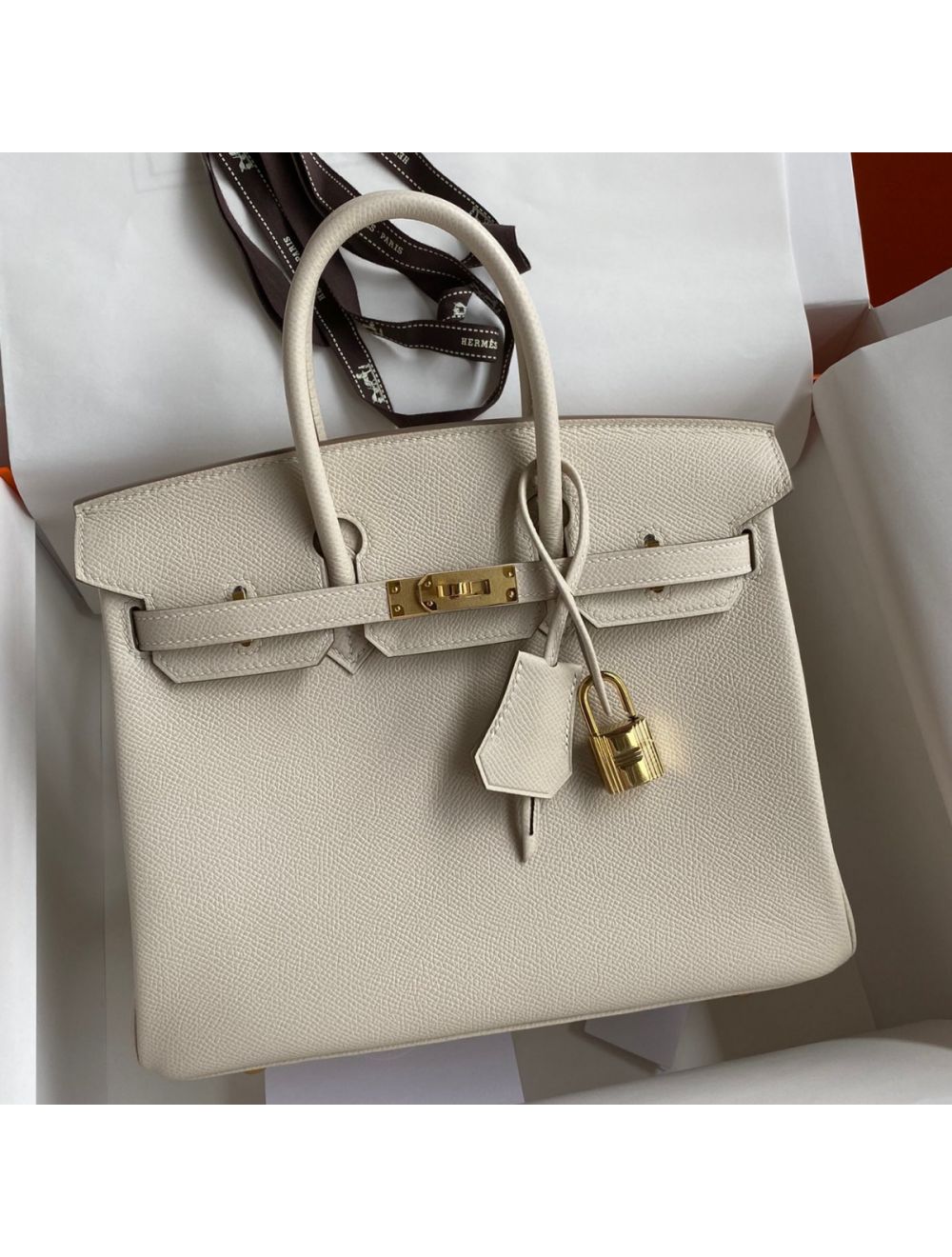 Hermes Birkin 25 Retourne Handmade Bags In Beton Swift Calfskin On