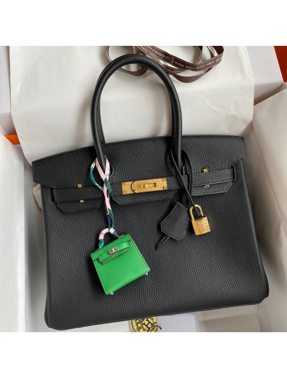 Replica Hermes Birkin 30 Retourne Handmade Bag In Black Clemence Leather