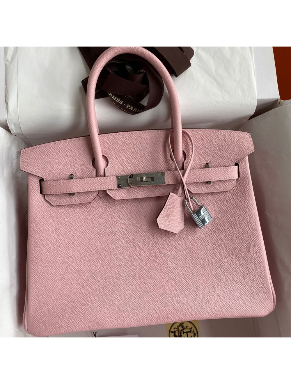 Replica Hermes Birkin 30 Retourne Handmade Bag In Rose Sakura Epsom Calfskin