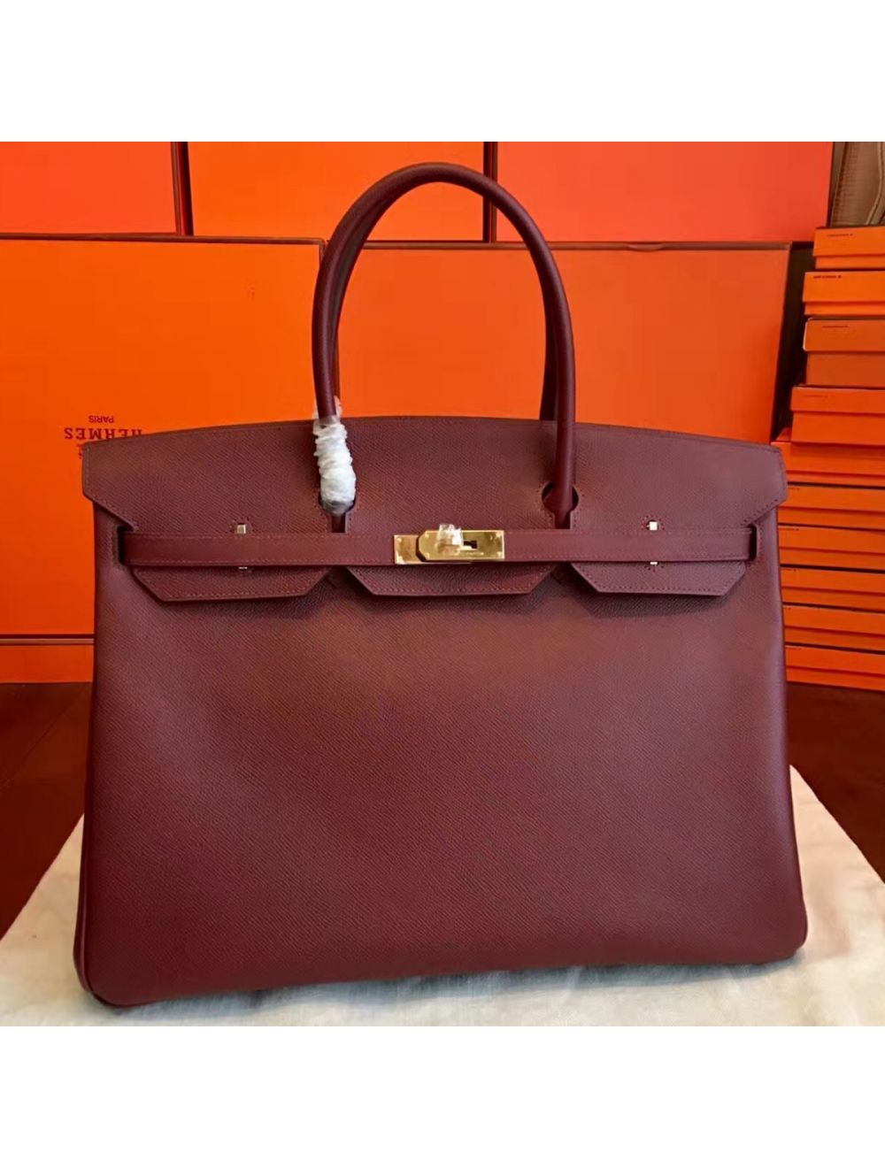 Replica Hermes Birkin 40 Handmade Bag In Bordeaux Epsom Leather