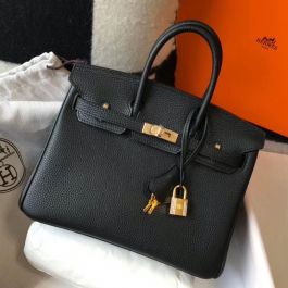 Birkin 25 leather handbag Hermès Black in Leather - 36659833