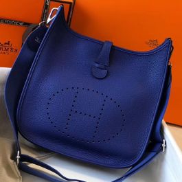 Replica Hermes Evelyne III 29 PM Bag In Blue Electric Clemence Leather