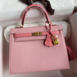 Replica Hermes Kelly Mini II Handmade Bag In Rose Confetti Epsom