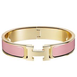 Clic H GM Narrow, Used & Preloved Hermes Bracelet, LXR USA, Pink