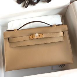 Hermes Kelly Pochette Bag In White Epsom Leather by behermesbags