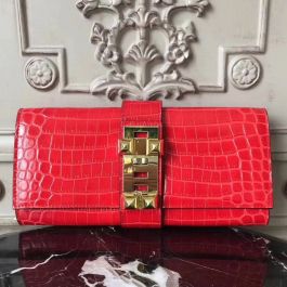 Replica Hermes Medor Clutch Bag In Cherry Crocodile Leather