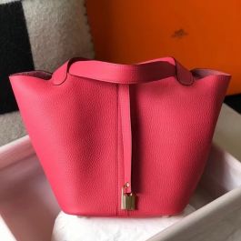 Replica Hermes Picotin Lock 22 Bag In Rose Lipstick Clemence Leather