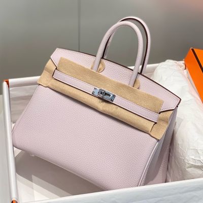 Hermes Birkin 25cm Bag In Mauve Pale Clemence Leather PHW