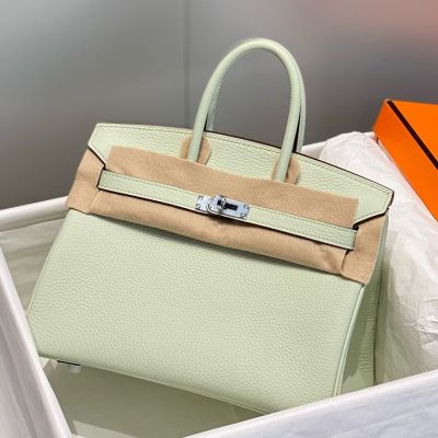 Hermes Birkin 25cm Bag In Vert Fizz Clemence Leather PHW