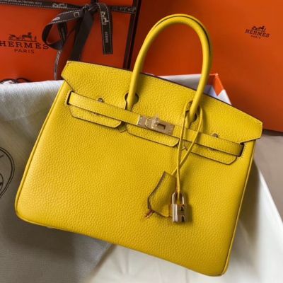 Hermes Birkin 25cm Bag In Yellow Clemence Leather GHW
